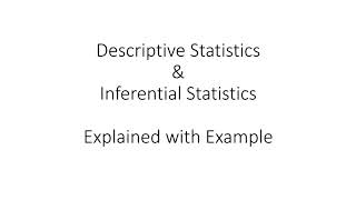 Descriptive Statistics and Inferential Statistics Explained with Example using MS Excel screenshot 2