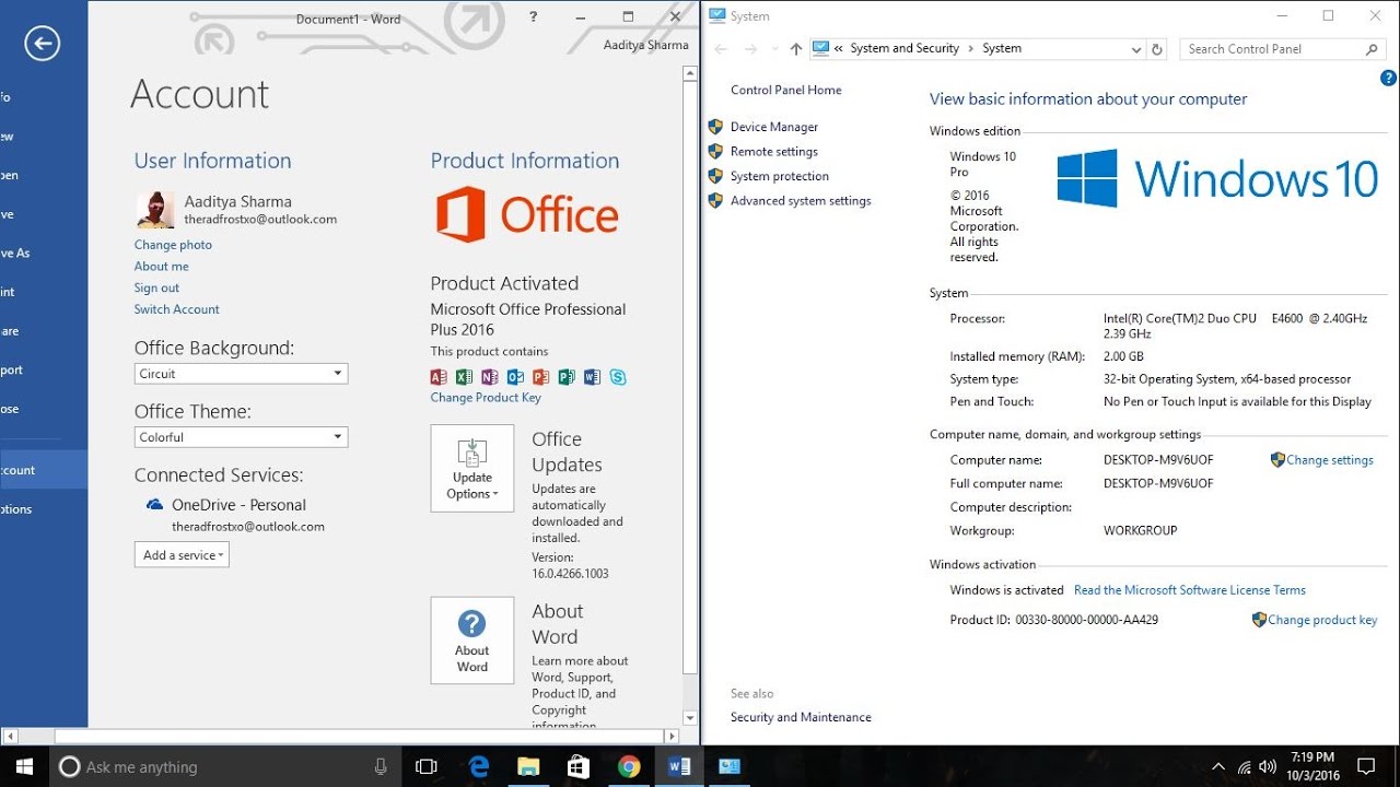 activate microsoft office 2016