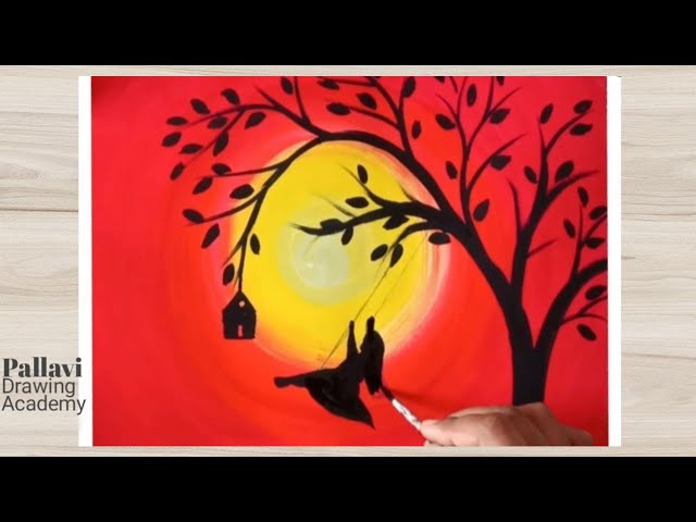 How to draw easy night painting for kids with poster colour, Pallavi  Drawing Academy