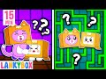 Lankybox escapes the rainbow maze  creative puzzle obstacles  lankybox channel kids cartoon