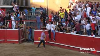 Un toro salta dos veces y embiste a varias personas en Cortes