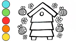 Bee Hive Drawing, Painting, Coloring for Kids and Toddlers | Learn Insects and Habitat