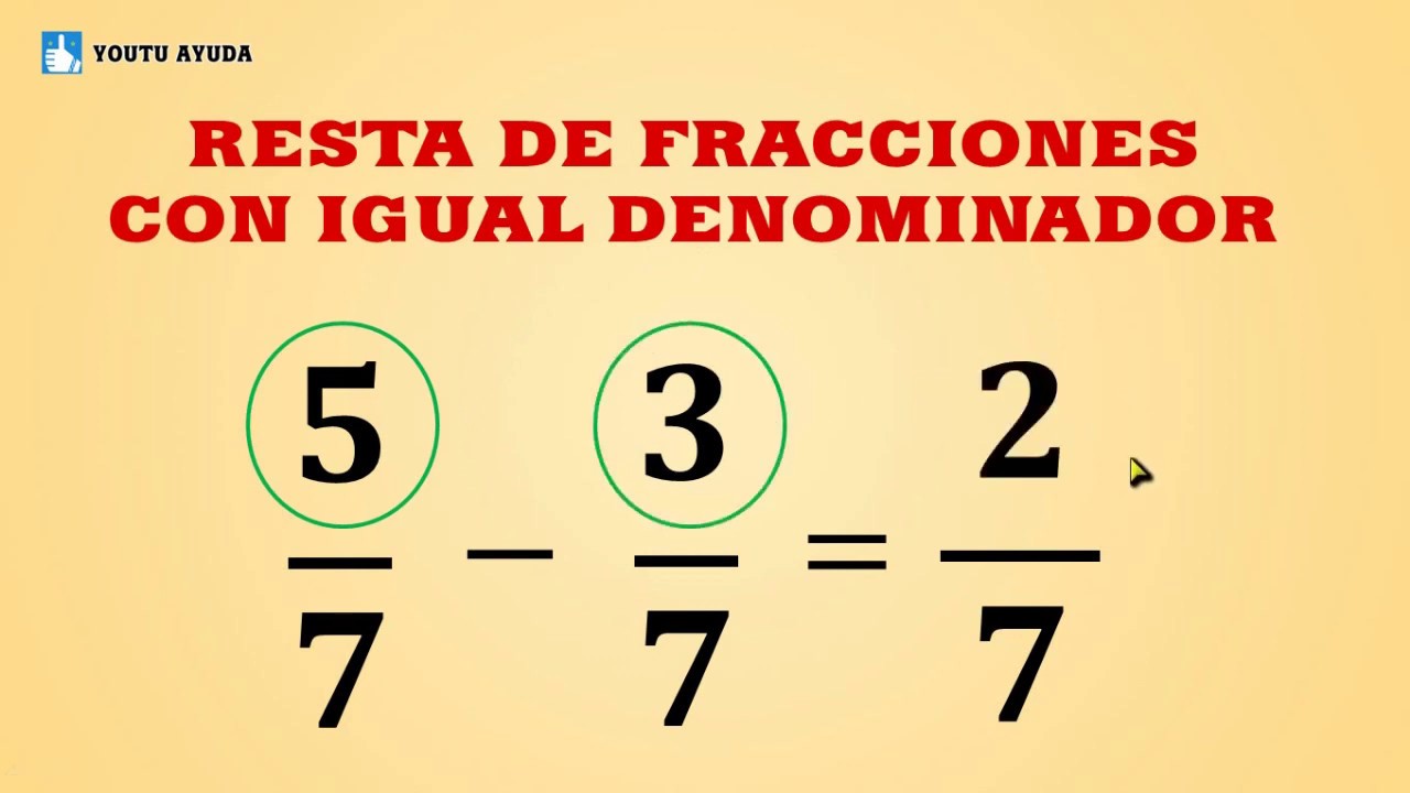 10 Ejemplos De Resta De Fracciones Con Igual Denomina - vrogue.co