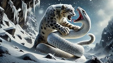 Clash of Titans: Snow Leopard vs. Python#ai#GPT#sora#openai#story#animal