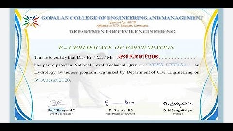 National level E-quiz on Hydrology awareness program |Free E-certificate within 2 minutes