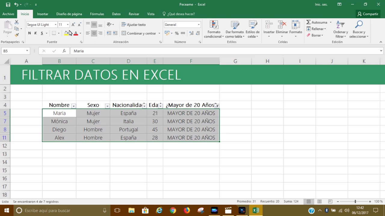 Filtrar Datos en Excel 2016 - YouTube