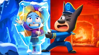 a snowy day watercity mystery police cartoon sheriff labrador kids cartoon babybus