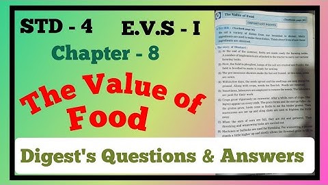 4th. Evs-1. Chapter 8. The Value of Food. Digest