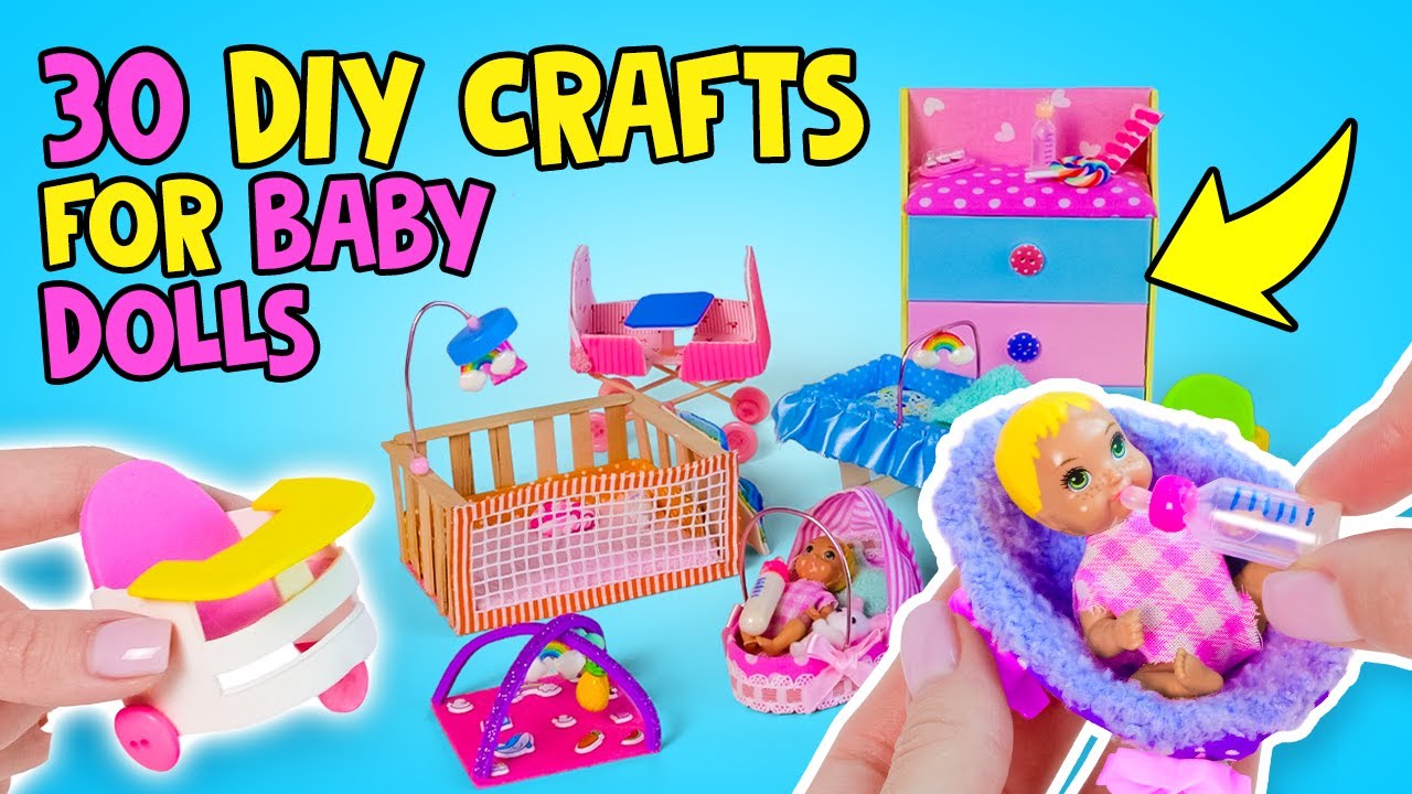 30 самодельных детских вещей для Барби! 🍼 Коляски, ванночки и другие милые поделки