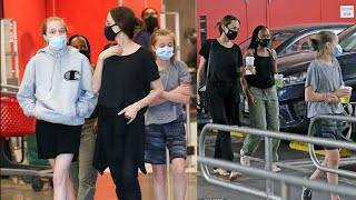 Famous Angelina Jolie Shopping at Target with her Daughter's and Son in Los Angeles. Wealth