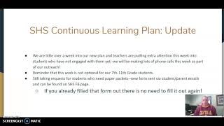SHS Continuous Learning Plan Update: 4/21/2020