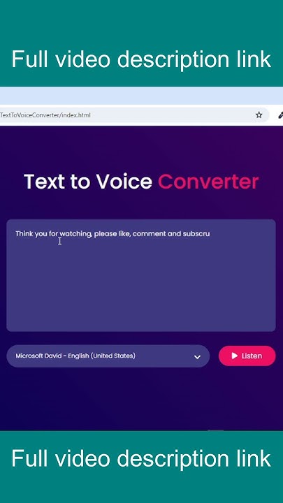 How To Make Text To Voice Converter Using JavaScript | Text To Speech ...