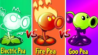 FIRE PEA vs ELECTRIC PEA vs GOO PEASHOOTER - Who Will Win? - PvZ 2 Plant vs Plant