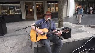 Johnny Larsen sings Ziggy Stardust by David Bowie in Church Street Liverpool