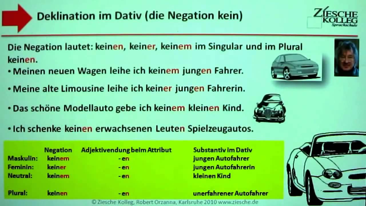 1 41 A1 Kap01 Deklination Dativ Negation Kein Youtube