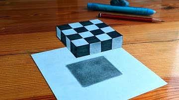 How to Draw a 3D Chess Board || Optical illusion easy 3d art