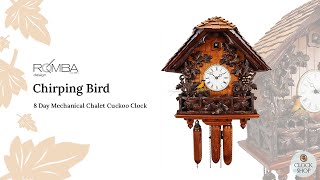 Chirping Bird 8 Day Mechanical Chalet Cuckoo Clock By ROMBA