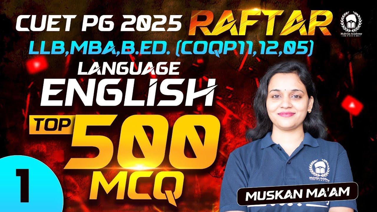 CUET PG 2025 LLB(COQP11),MBA, B.Ed. Language English Top 500 MCQ Part ...