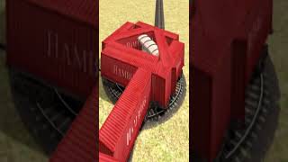 Dangerous Train Crossing Through Diamond Circle Bumpy Railroad 🔥😨🚆 BeamNG Train Sim3D #shorts