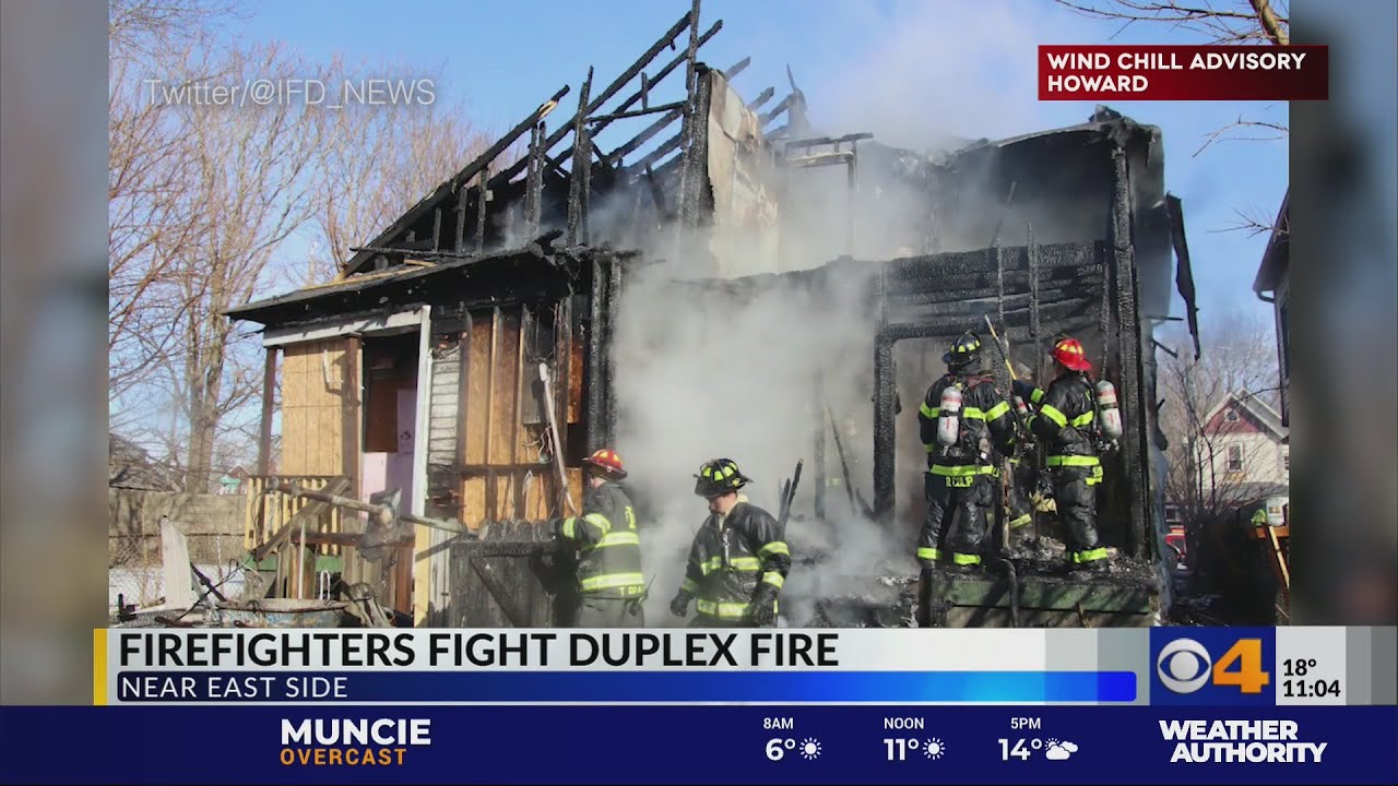 Firefighters fight duplex fire on Indy's near east side - YouTube