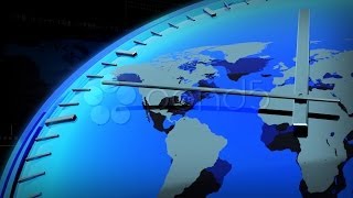 WORLD MAP AND BLUE CLOCK. Stock Footage screenshot 2