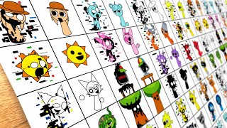 Drawing All Sprunki Glitched Vs Normal ( FNF Blueballed but Sprunki Character Sing It )
