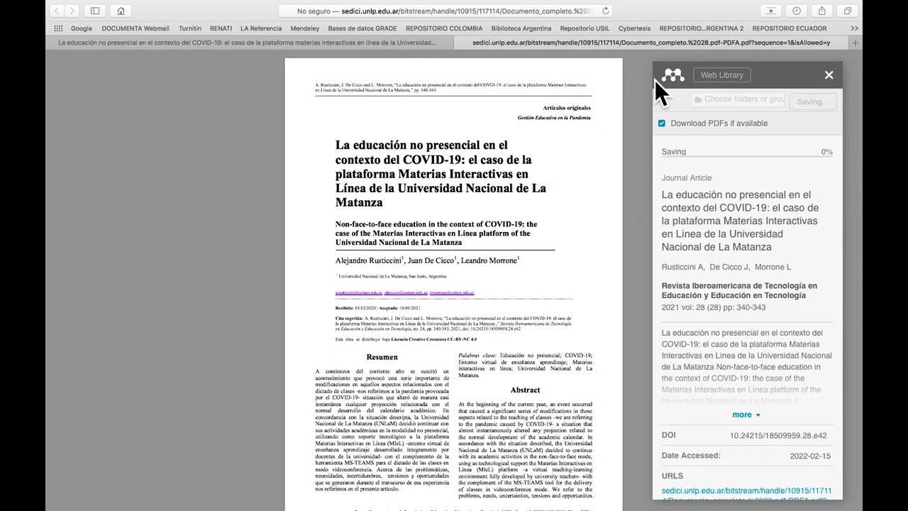 Uso del Mendeley para Marco Teórico