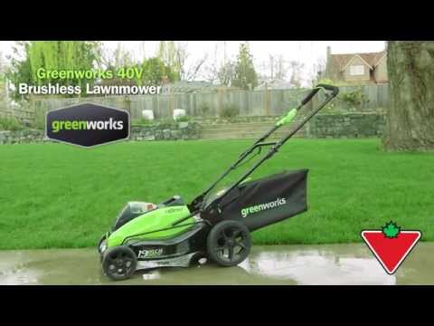 Greenworks 40v Brushless Lawnmower From Canadian Tire Youtube