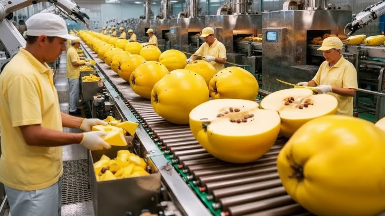 Inside a Modern Quince Factory: From Fresh Quince to Golden Fruit Jelly (Full Process)