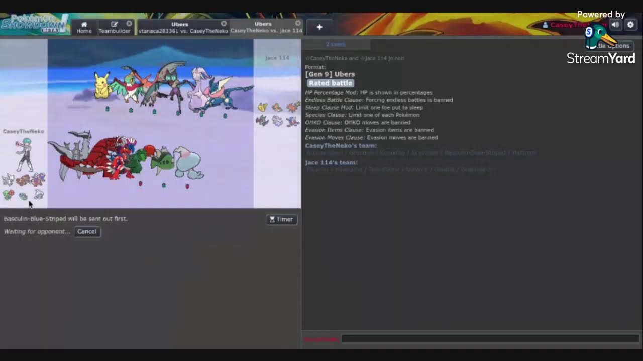 Pokemon showdown but I use a random team generator and try to win
