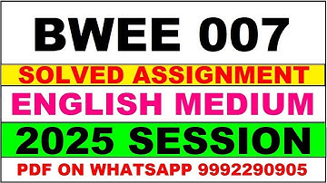 bwee 7 solved assignment 2025 | bwee 7 solved assignment in english 2025 | bwee 7 2024-25