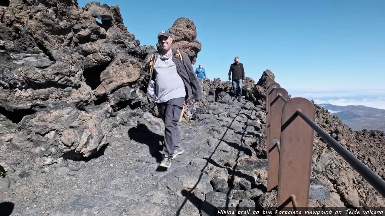 Walk on foot on Teide volcano, Tenerife. Viewpoints of Peak Viejo and Fortaleza - north and south.