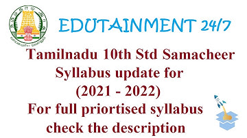 10th std Tamilnadu Samacheer Reduced Syllabus for 2021 - 2022 (For all subjects)