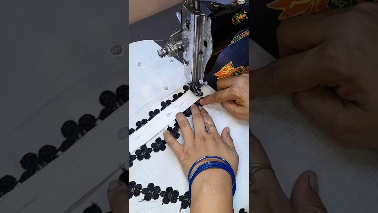 neck design with flower lace || lace kurti  design ideas 