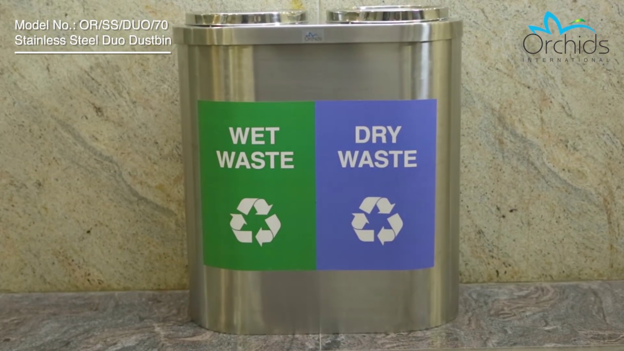Orchids International Stainless Steel Duo Dustbin OR/SS/DUO/70.