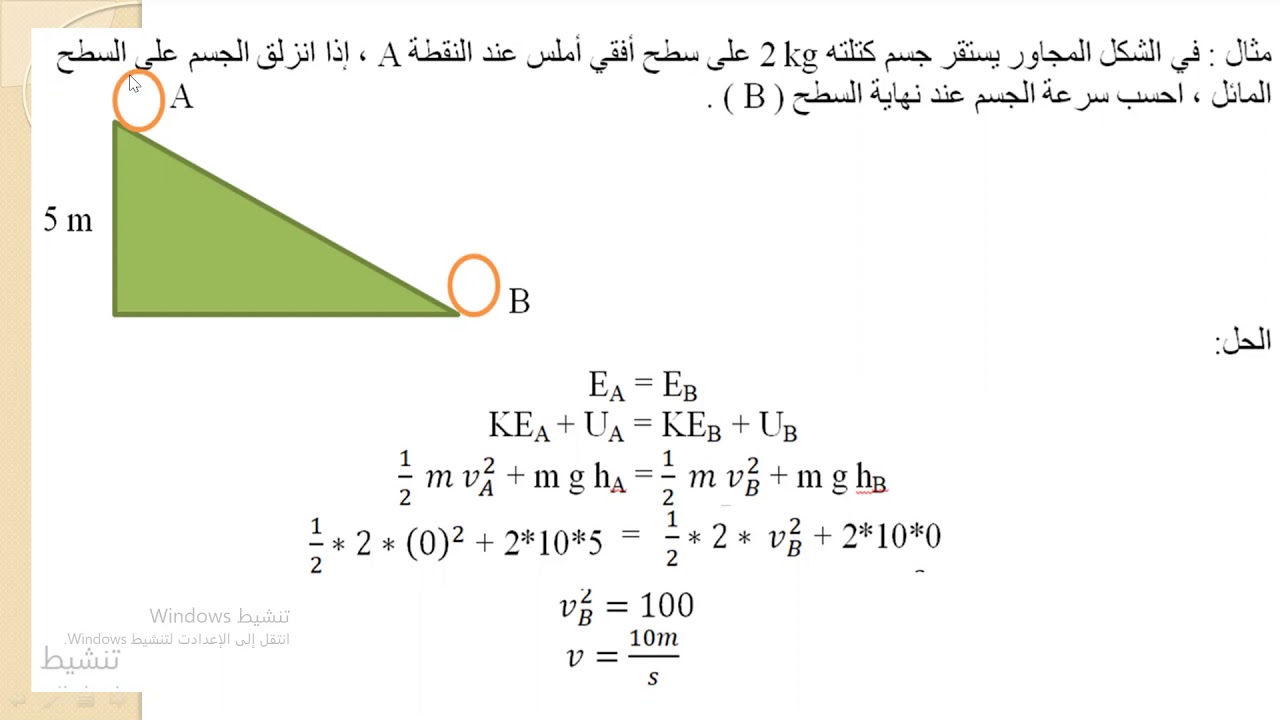 الشغل/ الجزء 4 /حفظ الطاقة الميكانيكية/الصف الحادي عشر العلمي / شرح وإعداد : علي طقاطقه