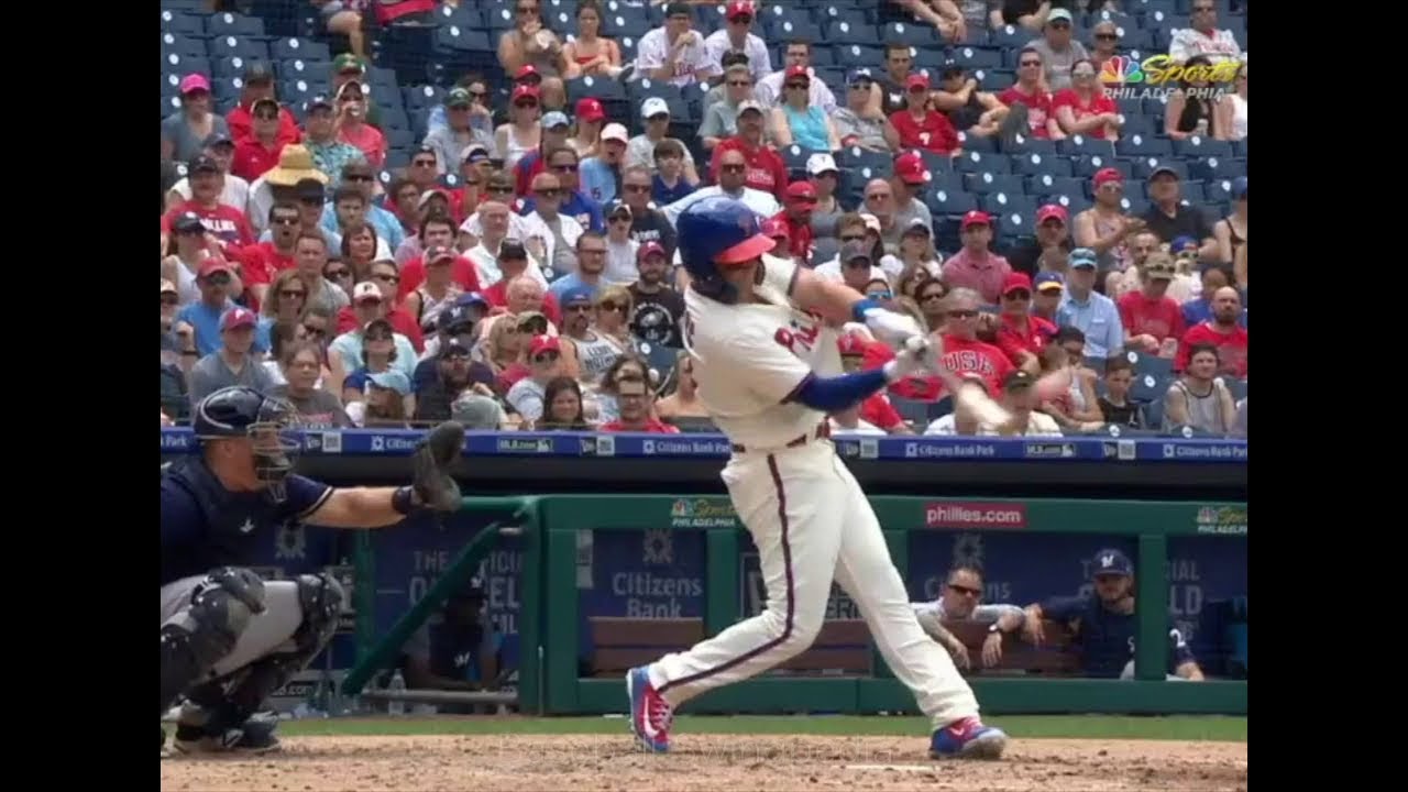 Rhys Hoskins Home Run Swing Slow Motion 20183(7) YouTube