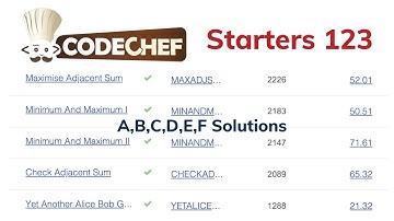 Codechef Starters 123 All Solutions | Yet Another Alice Bob Game | Check Adjacent Sum | Abhinav
