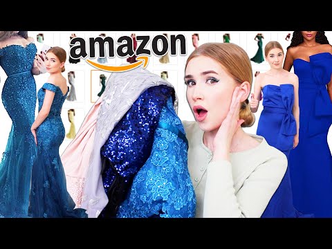 TRYING ON AMAZON PROM DRESSES !! ...