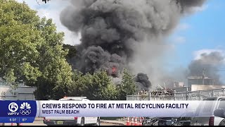 Crews respond to fire at West Palm Beach metal recycling facility