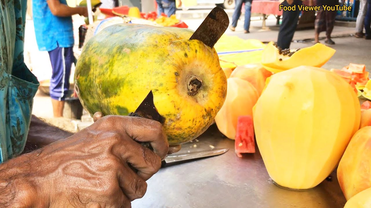 Biggest PAPAYA Fruit 3 Fastest Papaya Fruit Cutting Skills