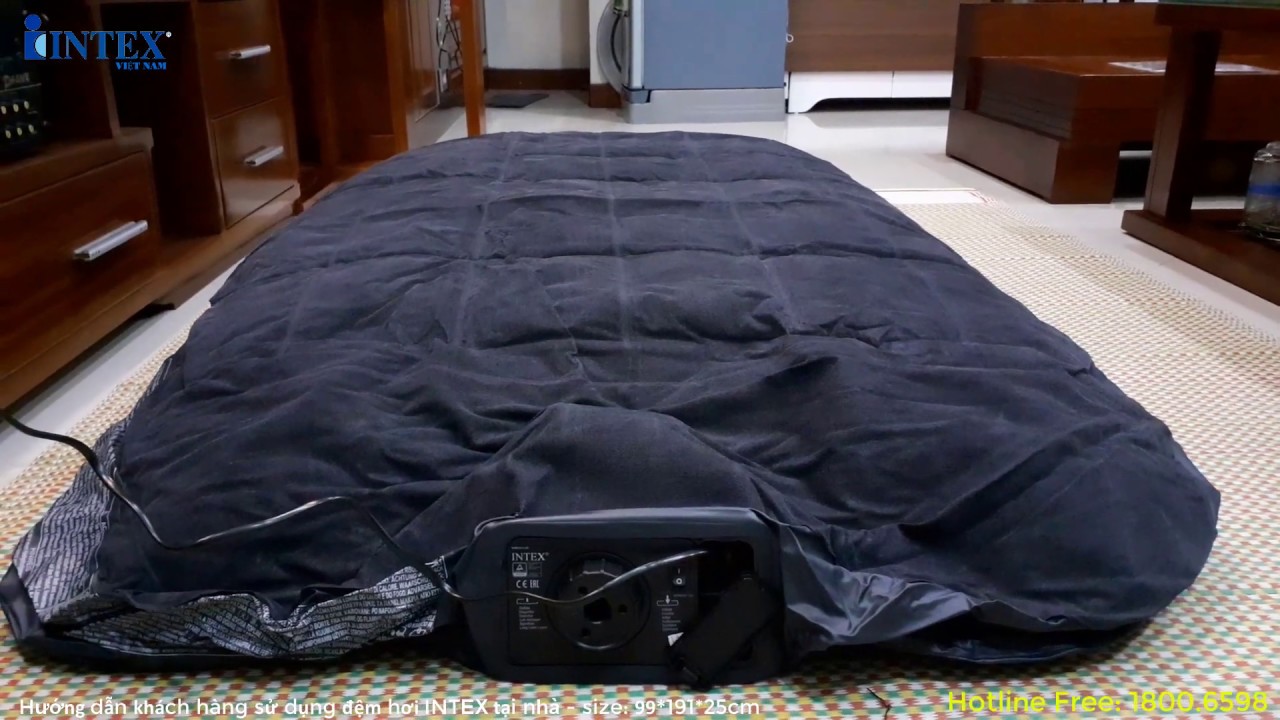 Bơm test đệm hơi INTEX tự phồng đơn 99cm tại nhà cho... - youtube