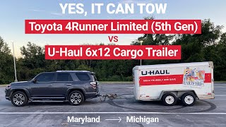 Toyota 4Runner Towing UHaul 6x12 Cargo Trailer