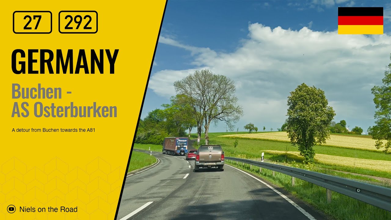 Driving in Germany: Bundesstraße B27 & B292 from Buchen to AS ...