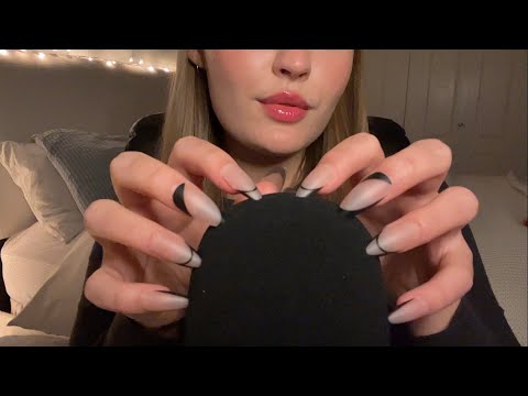 asmr | putting on long nails for mic scratching (bare mic + foam mic scratching)