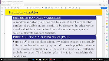 Discrete Random Variables and the probability mass function.