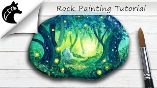 Rock Painting Tutorial Magic Forest Fireflies