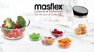 Masflex 4 Piece Multi Purpose Bowl, Medium Glass Storage Jar ,  23 CM Glass Mixing Bowl