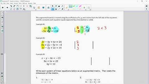 Write Systems of Linear Equations as an Augmented Matrix
