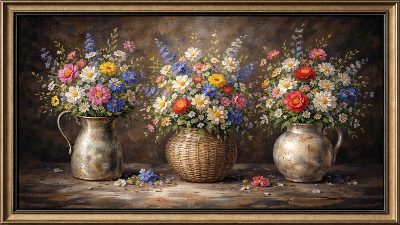 Timeless Floral Still Life 🌼 Elegant Framed Flower Painting for TV | 4K Calm Art